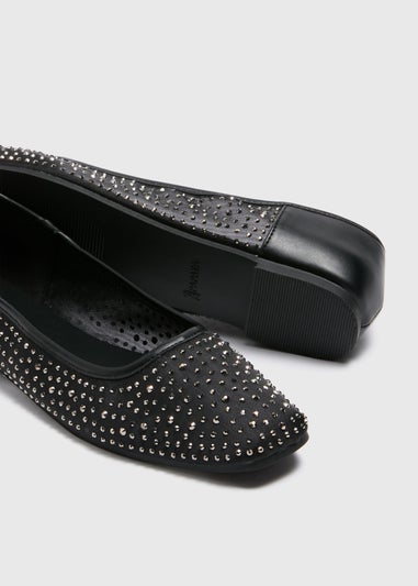 Black Diamante Mesh Ballet Flats