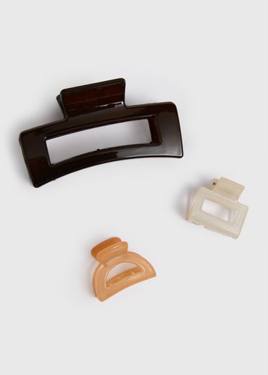 3 Pack Multicolour Sunbaked Resin Claw Clips