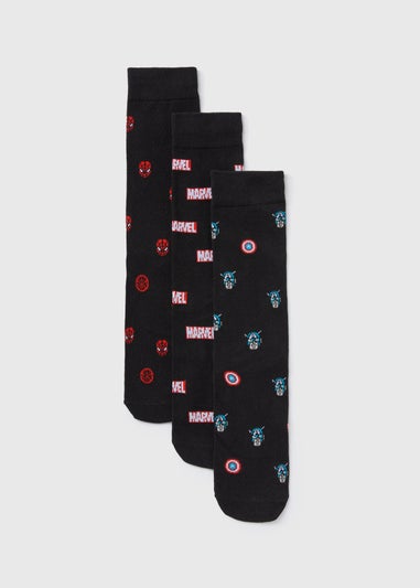 Marvel 3 Pack Black Character Socks