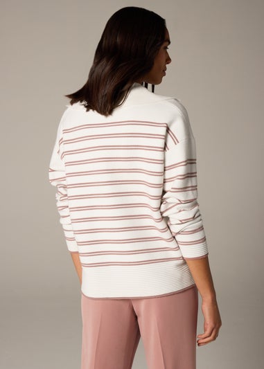 Et Vous Pink Stripe V-Neck Polo Jumper