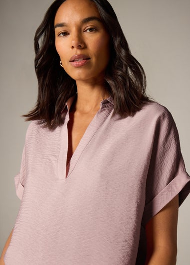 Et Vous Pink Airflow Collared V-Neck Blouse