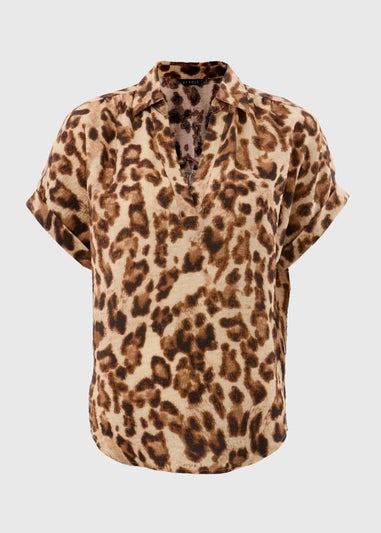 Et Vous Brown Leopard Print Airflow Blouse