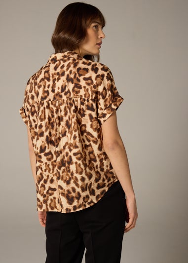 Et Vous Brown Leopard Print Airflow Blouse