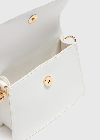 Girls White Top Handle Crossbody Bag