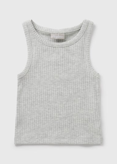 Girls Grey Ribbed Vest (7-15yrs)