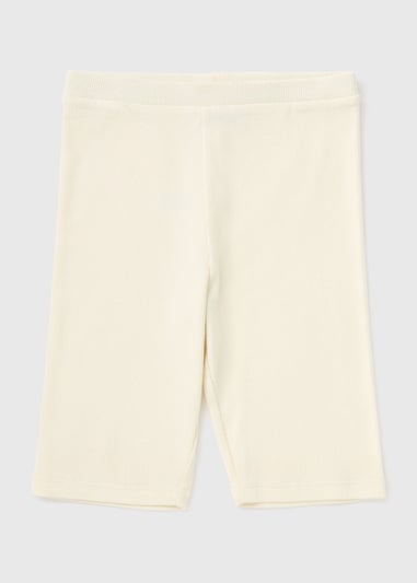 Girls Cream Ribbed Shorts (7-15yrs)