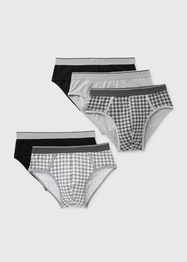 5 Pack Grey Mono Briefs