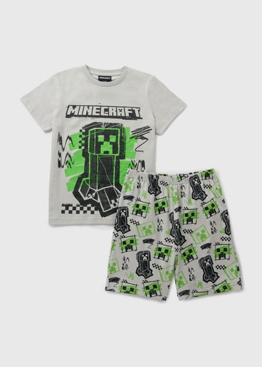 Minecraft Kids Grey Creeper Shorts Pyjama Set (5-13yrs)