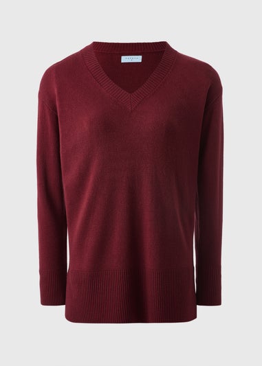 Burgundy V-Neck Jumper