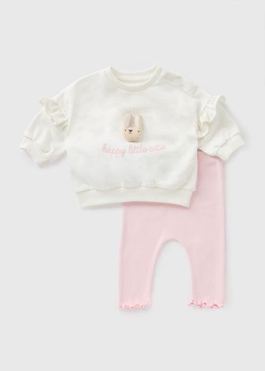 Baby Pink Bunny Sweatshirt & Legging Set (Newborn-23mths)