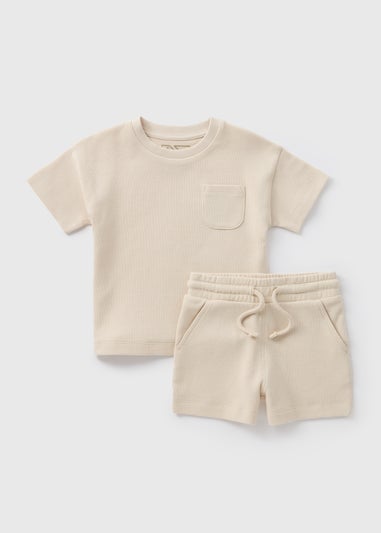 Boys Stone Waffle T-Shirt & Shorts Set (1-7yrs)