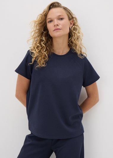 Navy Waffle Raglan Sleeve T-Shirt