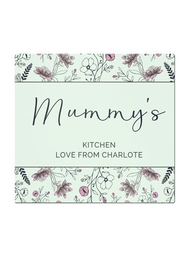 Personalised Memento Company Pink Floral Clear Glass Chopping Board