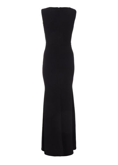 Quiz Black Diamante Trim Fishtail Maxi Dress