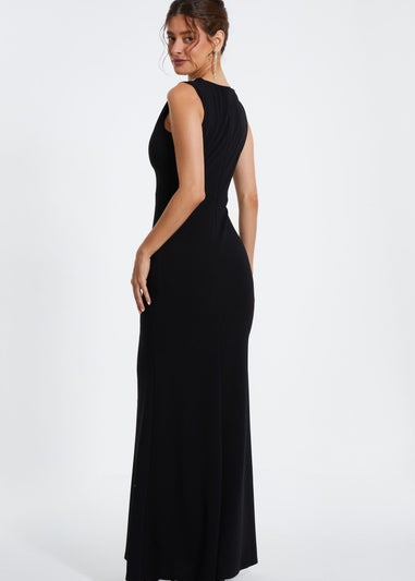 Quiz Black Diamante Trim Fishtail Maxi Dress