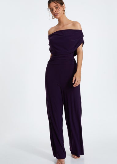 Quiz Purple Bardot Palazzo Jumpsuit