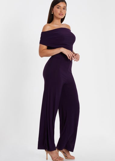 Quiz Purple Bardot Palazzo Jumpsuit