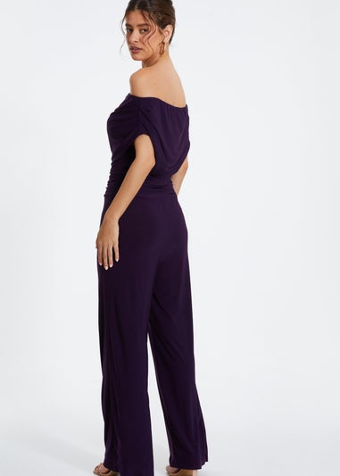 Quiz Purple Bardot Palazzo Jumpsuit