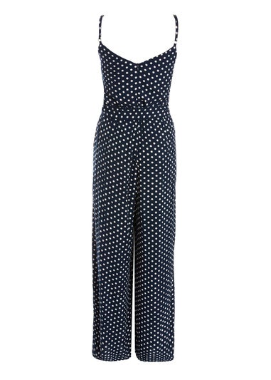 Quiz Navy Petite Polka Dot Palazzo Jumpsuit