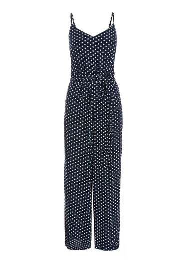 Quiz Navy Petite Polka Dot Palazzo Jumpsuit