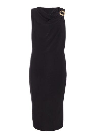 Quiz Black Buckle Detail Midi Dress