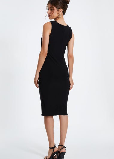 Quiz Black Buckle Detail Midi Dress