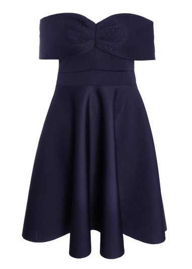 Quiz Navy Curve Midi Skater Dress