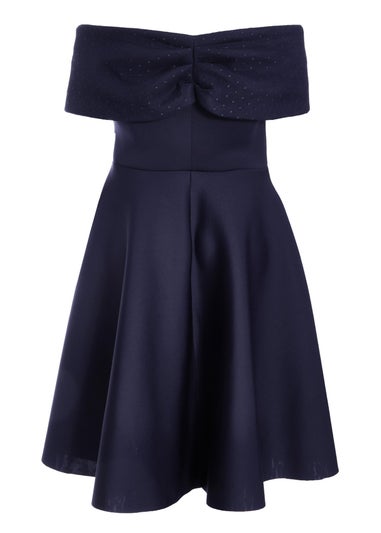 Quiz Navy Curve Midi Skater Dress