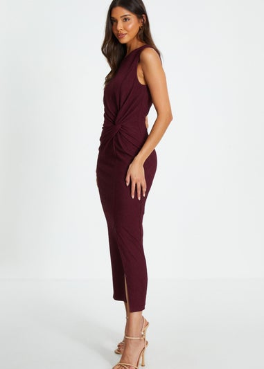 Quiz Burgundy Sleeveless Ruched Midaxi Dress