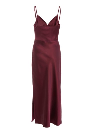 Quiz Burgundy Satin Slip Style Midaxi Dress