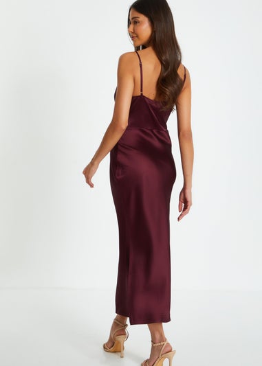 Quiz Burgundy Satin Slip Style Midaxi Dress