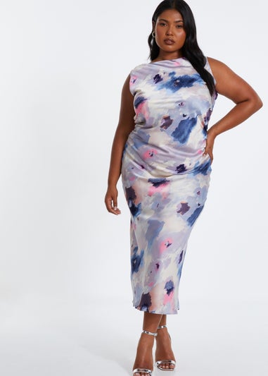 Quiz Multi Curve Marble Print Maxi Dress