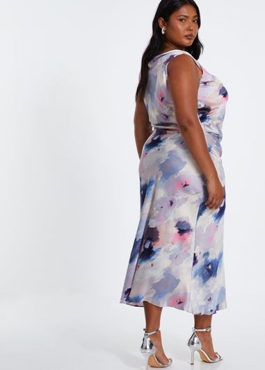 Quiz Multi Curve Marble Print Maxi Dress