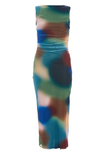 Quiz Multi Petite Brushstroke Print Midaxi Dress