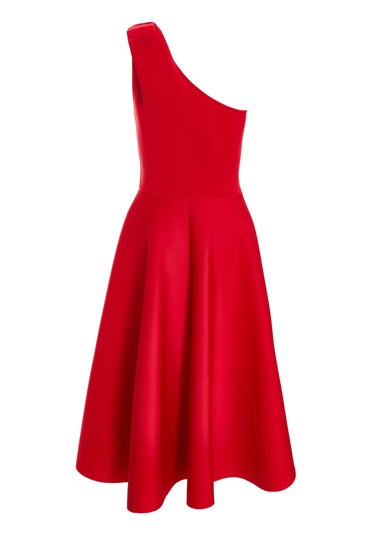 Quiz Red One Shoulder Bow Skater Midi Dress