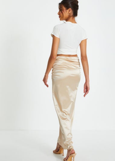 Quiz Cream Satin Maxi Skirt