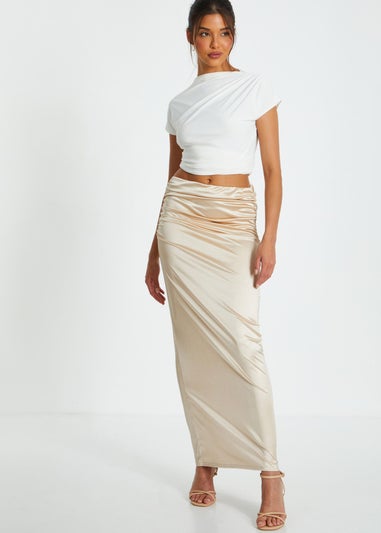 Quiz Cream Satin Maxi Skirt