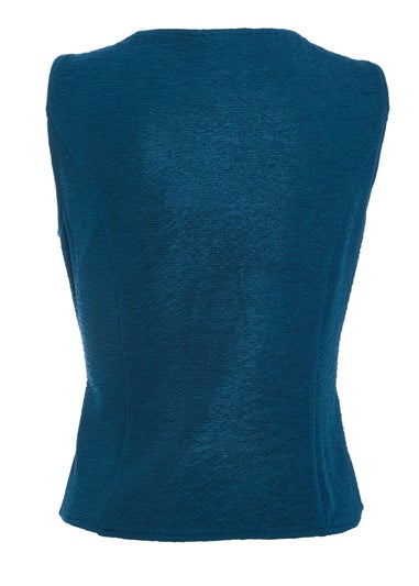 Quiz Teal Tie Up Sleeveless Top