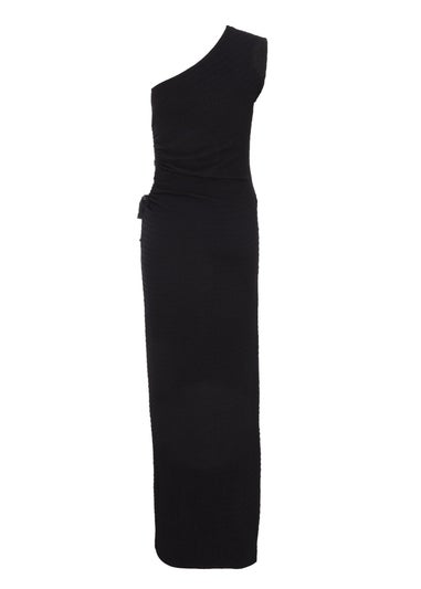 Quiz Black One Shoulder Wrap Cut Out Maxi Dress