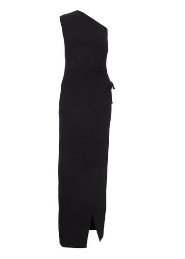 Quiz Black One Shoulder Wrap Cut Out Maxi Dress