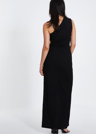 Quiz Black One Shoulder Wrap Cut Out Maxi Dress