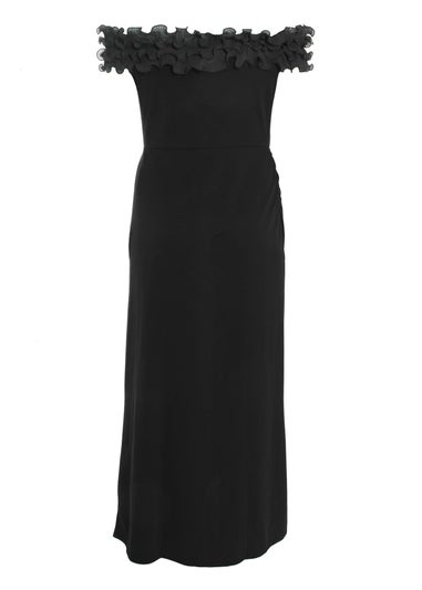 Quiz Black Curve Ruffle Bardot Maxi Dress