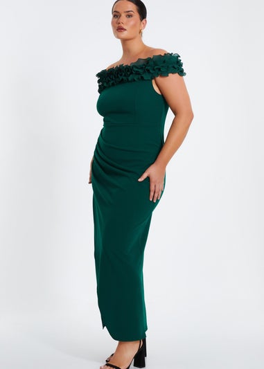 Quiz Green Curve Bardot Maxi Dress