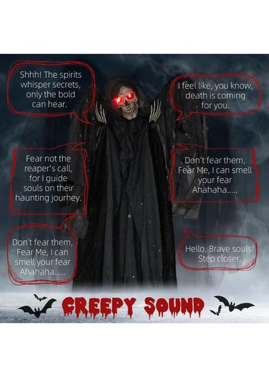 HOMCOM Winged Grim Reaper Outdoor Halloween Decoration (195cm 77")