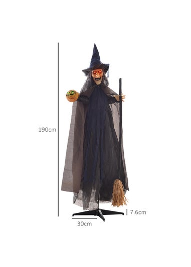 HOMCOM Witch with Broomstick Outdoor Halloween Decoration (190cm 75")