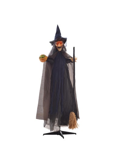HOMCOM Witch with Broomstick Outdoor Halloween Decoration (190cm 75")