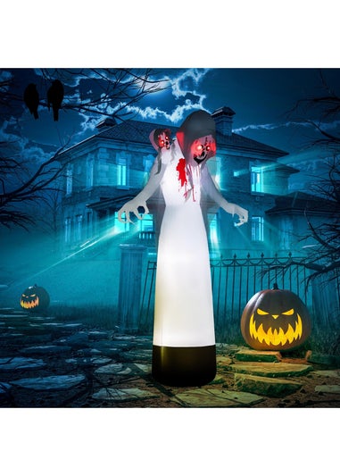 Outsunny Halloween Inflatable Witch Ghost With Three Heads (8.9FT)