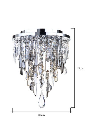 BHS Chrome Jennifer Flush Ceiling Light with Mixed Cut Glass (37cm x 30cm)