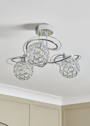 BHS Chrome Orianna Flush 3 Light (22cm x 43cm)