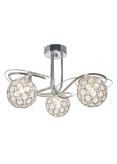 BHS Chrome Orianna Flush 3 Light (22cm x 43cm)